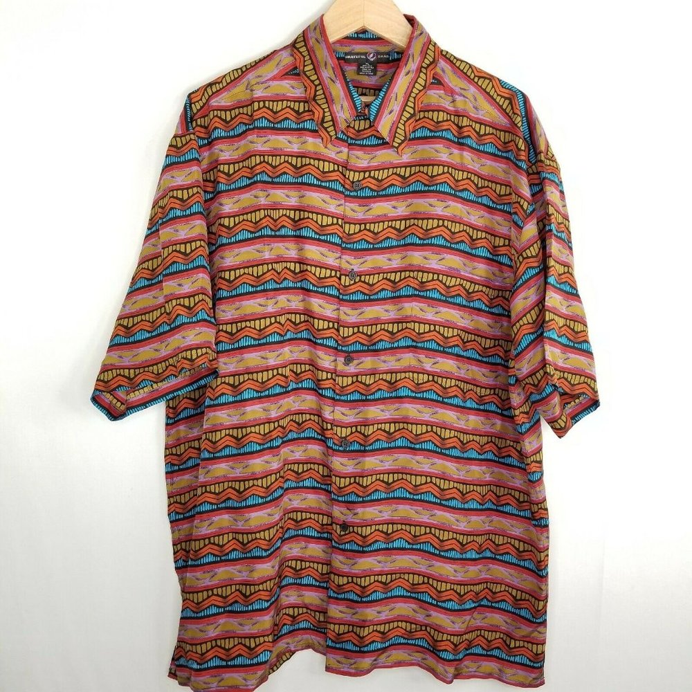 Grateful Dead Wear Men Silk Short Sleeve Button XL